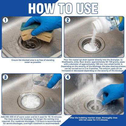 Powerful Drain Clog Remover, 260g Pipeline Dredging Agent & Drain Cleaner Fast Dissolves Hair, Paper Scraps, Food, Grease & Soap Scum, Unclog Sink Drains, Kitchen sinks, Shower pipes, Toilet