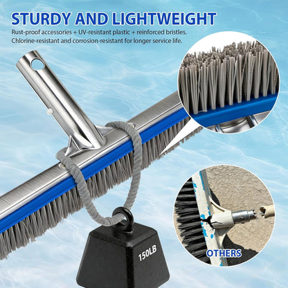 5-Inch Pool Brush Head - Combo Nylon & Stainless Steel Wire Bristles, Heavy Duty Metal Pool Brushes for Extra Scrubbing Power, for Cleaning Inground Pool Tiles, Concrete, Walls, Floor, Steps, Corners