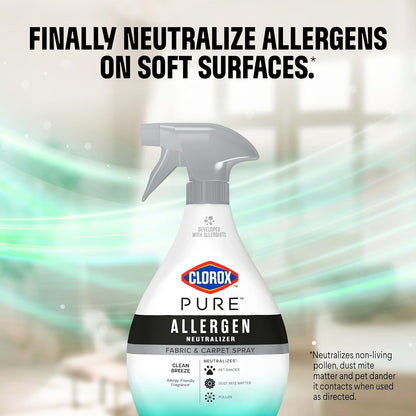 Clorox PURE Allergen Neutralizer Fabric and Carpet Spray, Clean Breeze, 26 Fluid Ounces (Pack of 2)