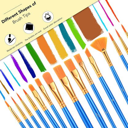 Acrylic Paint Brush Set, 1 Packs / 10 pcs Watercolor Brushes Painting Brush Nylon Hair Brushes for All Purpose Oil Watercolor Painting Artist Professional Kits.