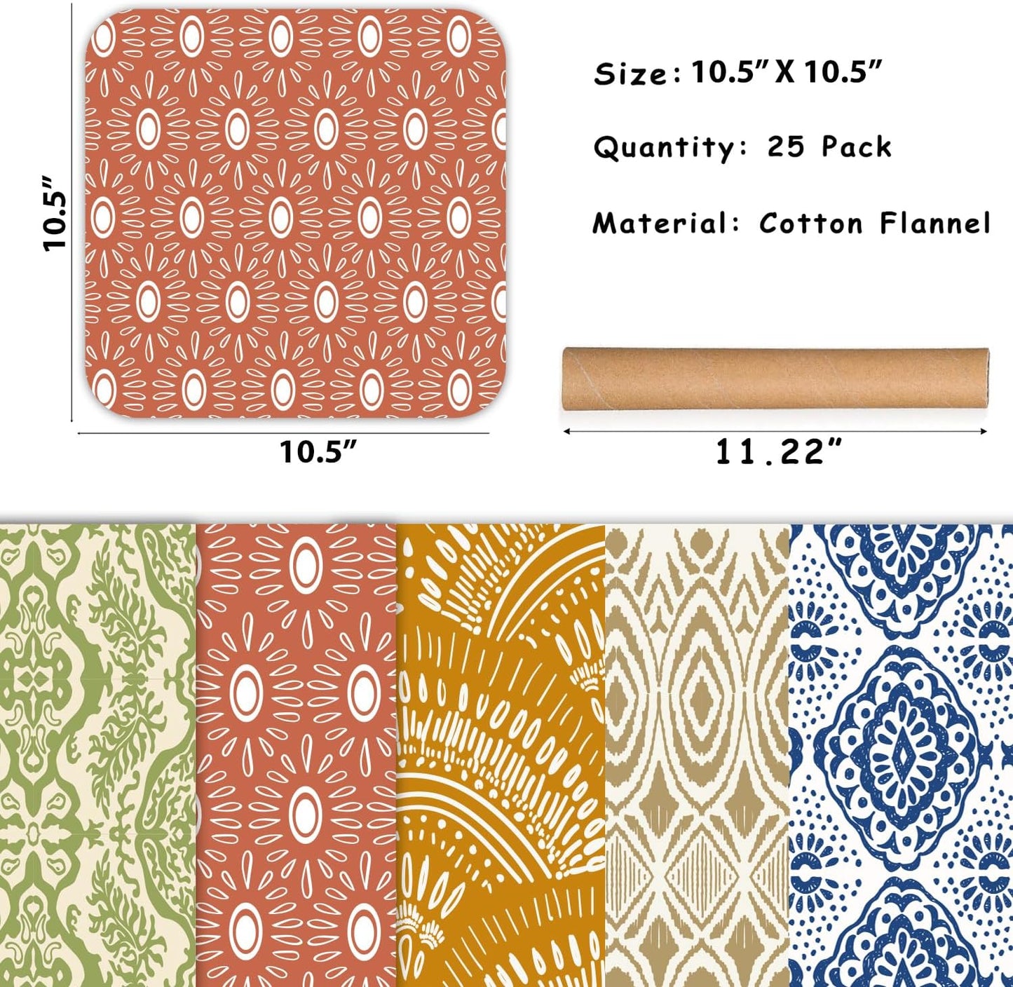 25 Pack Reusable Paper Towels, Paperless Towels Roll Washable Cotton Cloth for Kitchen Towels Zero Waste Products Alternative Paper Towels Alternative (Bohemian)