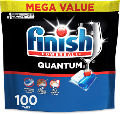 Finish Quantum Dishwasher Pods, No Pre-Rinse Dishwasher Detergent Soap Removes 24HR Dried-On Stain and Grease, Leaving a Virtually Spotless Shine, 82 Count