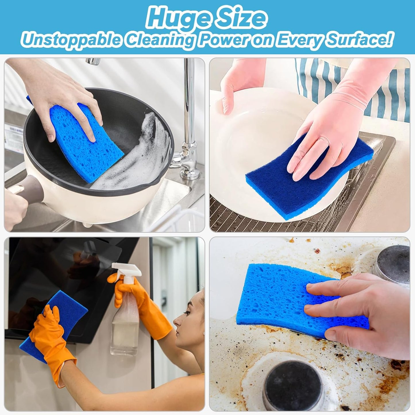AIDEA XL Sponges Kitchen, 12Count, Non-Scratch Dish Sponges, Large Natural Sponge for Non Stick Cookware, Cellulose Cleaning Sponge for Dishes, Bathroom, Household