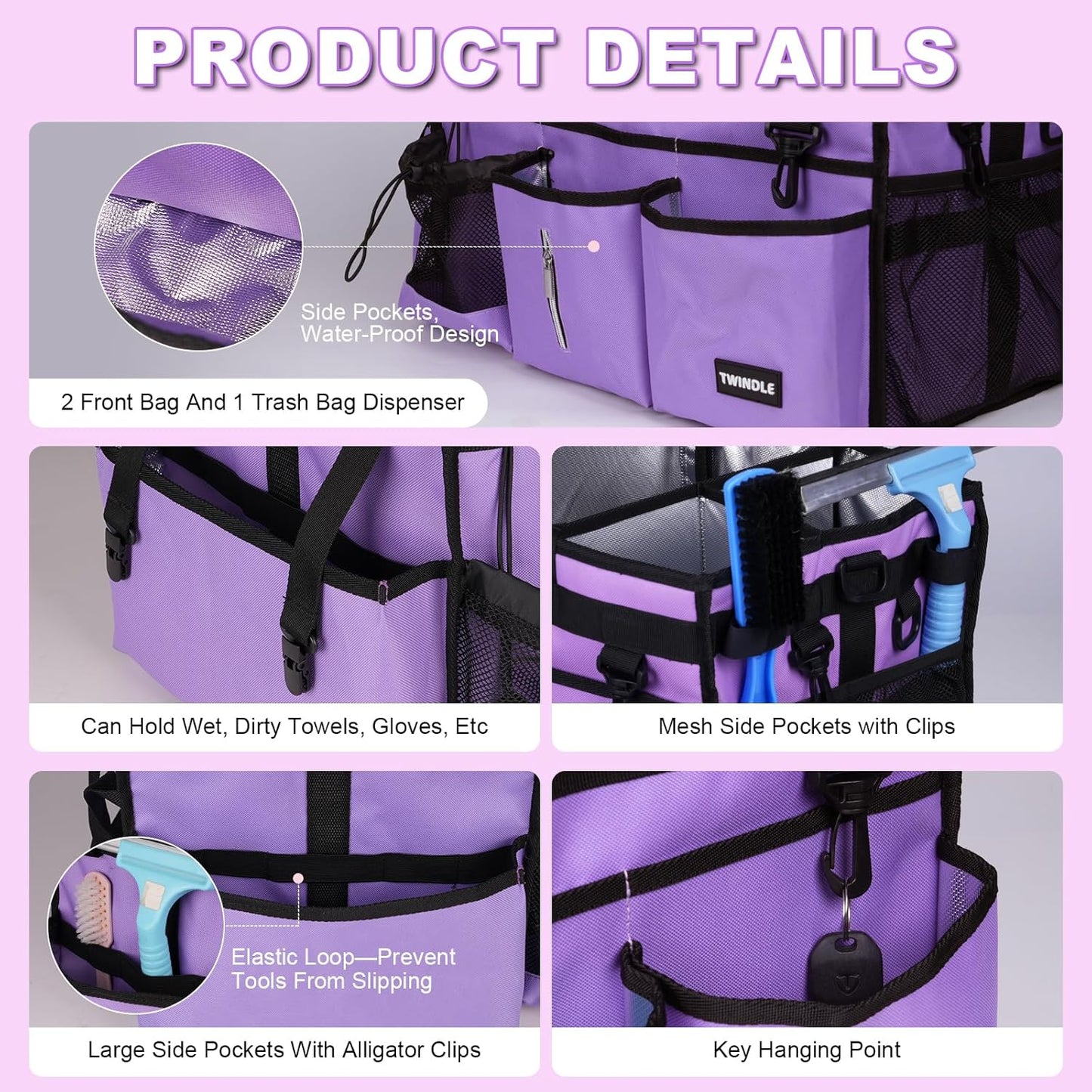 Extra-Large Wearable Cleaning Caddy With Detachable Divider,Cleaning Caddy For Cleaning Supplies Large Cleaning Supply Caddy With Adjustable Shoulder Strap & Waist Belt For Cleaners