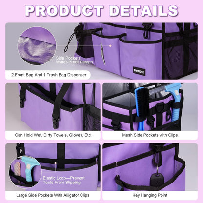 Extra-Large Wearable Cleaning Caddy With Detachable Divider,Cleaning Caddy For Cleaning Supplies Large Cleaning Supply Caddy With Adjustable Shoulder Strap & Waist Belt For Cleaners