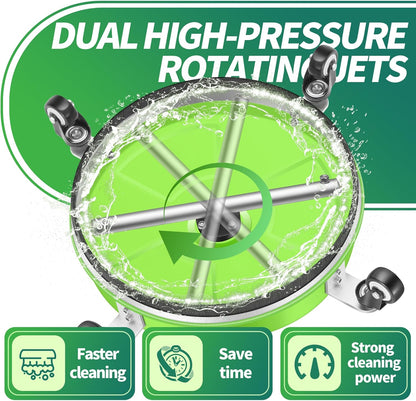 14" Pressure Washer Surface Cleaner with 4 Wheels - Stainless Steel Surface Cleaner for Pressure Washer Attachment for Concrete, Patio, Sidewalk, Deck and Driveways - PWS14