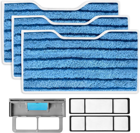 KEEPOW Reusable Mop Replacement Pads Compatible with Shark Vac Mop VM252 VM200 VC205 VM250 VM180 VM401 QM250 VM190, Washable Vacuum Mop Pad Refills, Upgraded Design of Dirt Chamber (1+3+6 Pads)