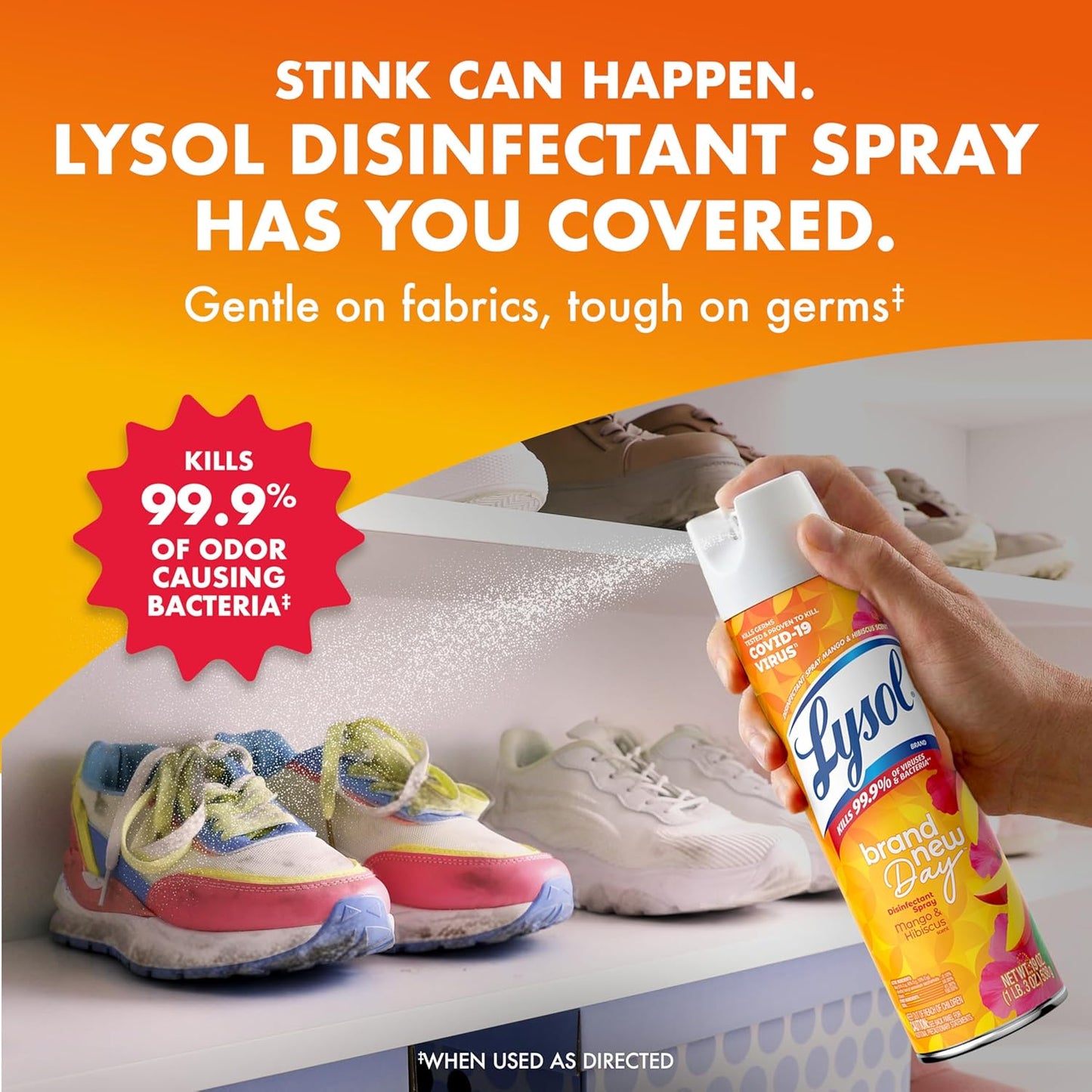 Lysol Disinfectant Spray, Household Essential Cleaning Supplies, Multi-Purpose Room Spray, Antibacterial Sanitizer Spray, Upholstery Deodorizer, Home and Bathroom, Crisp Linen,19 Fl Oz