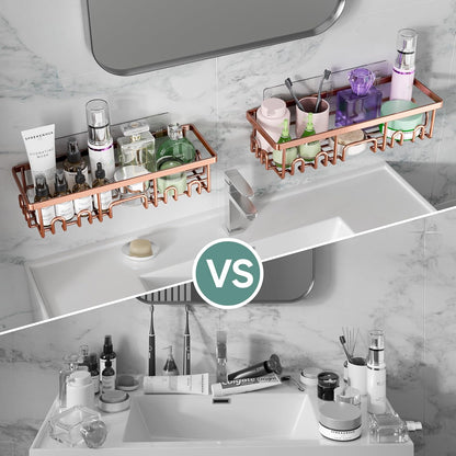 Veken Shower Caddy 6-Pack, Advanced Rustproof Design, No Drilling Adhesive Shelves, Rack with Soap Holder, Large Capacity Bathroom Organizers and Storage, Wall-Mounted, Gifts for Women Mom