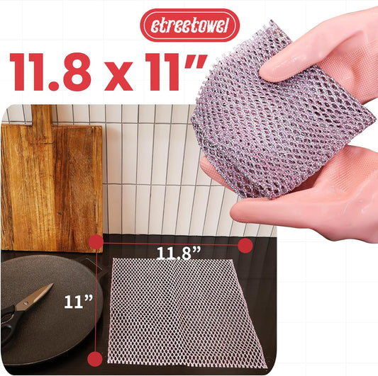 Heavy Duty Dish Scrubber (4PCs) Non Scratch Scourer Cloth Pads and Pot Scrubbers Netted Wash - Replace Kitchen Sponges for Dishwashing No Odor dishwash Durable Pan Cleaner
