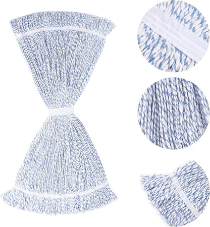 Matthew Cleaning Heavy Duty Mop Head Commercial Replacement for General and Floor Cleaning , Wet Industrial Blue Cotton Looped End String Head Refill (Pack of 6) Blue