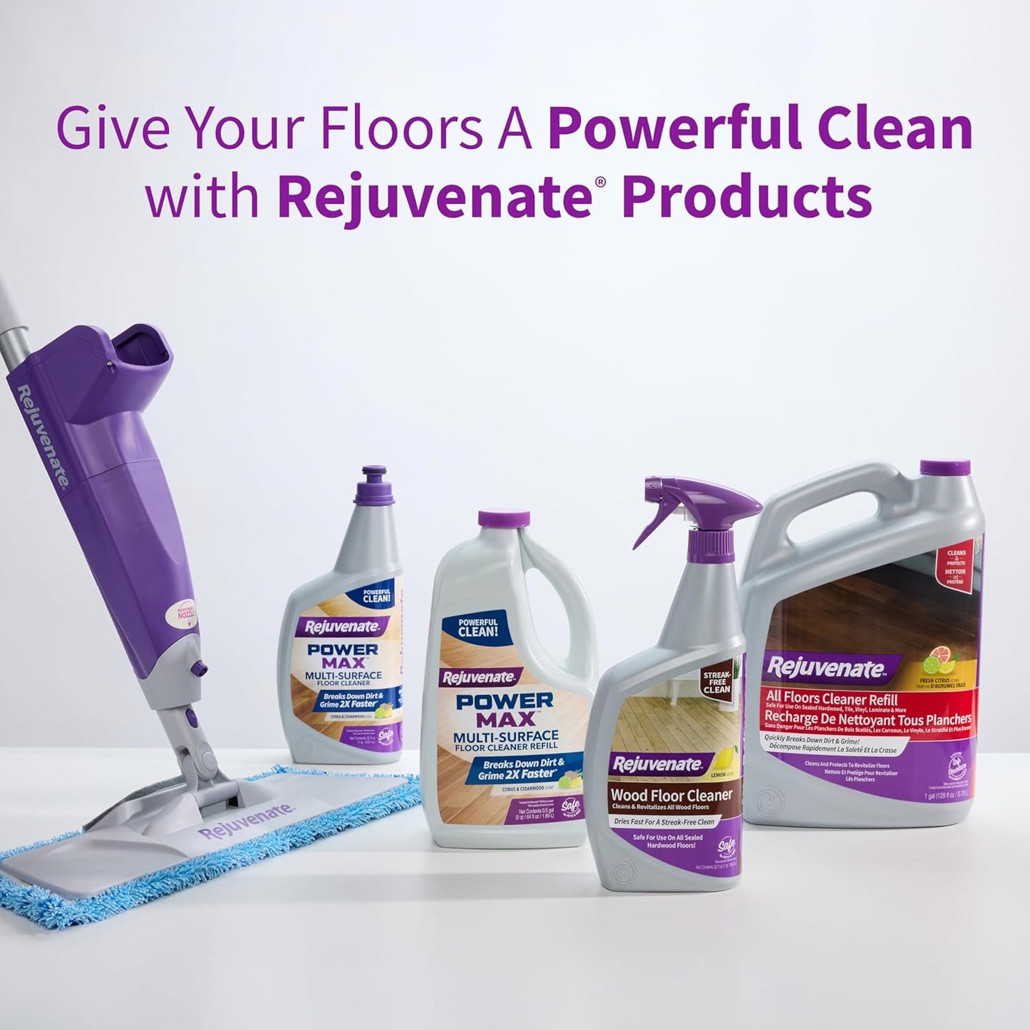 Rejuvenate All Floors Cleaner, 32 Ounces, Breaks Down Dirt and Grime, Cleans and Protects Floors Throughout Your Home, Including Sealed Hardwood, Tile, Vinyl, Laminate and More