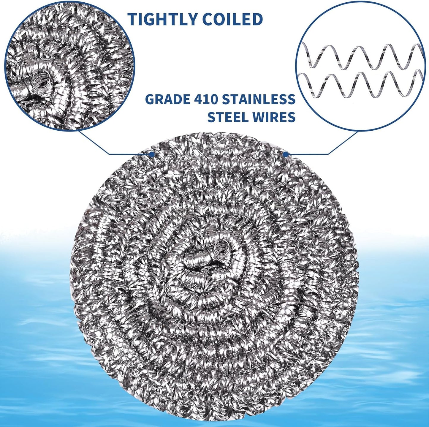 Stainless Steel Scrubber Scrubbing Scouring Pad Sponges Clean Pot Pan and Steel Wool for Kitchen Bathroom