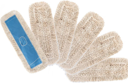 Matthew Cleaning 24'' Industrial Strength Cotton Dust Mop Refill Washable Replacement Heads for Residential & Commercial Use Fit Standard Dust Mop Frames, Hardwood, Laminate, Concrete Floors 3 Pack