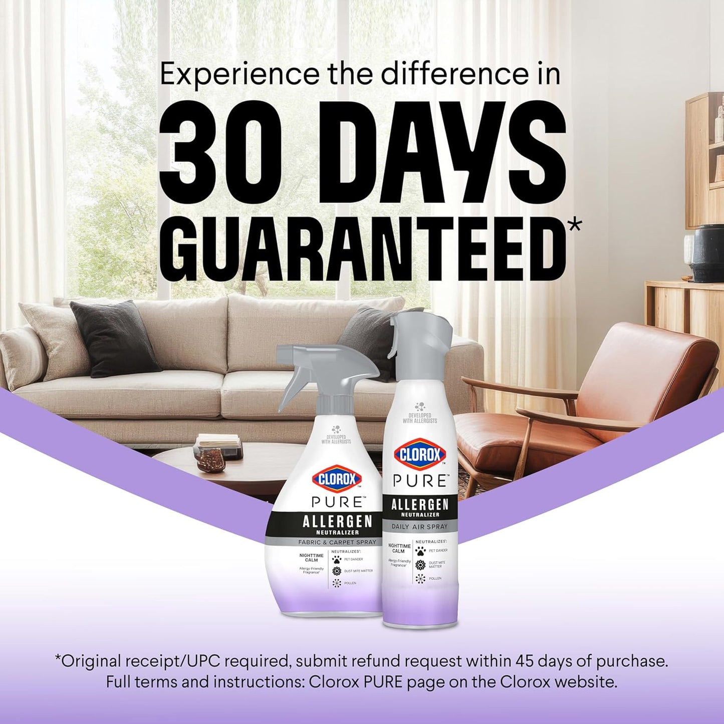 Clorox PURE Allergen Neutralizer Daily Air Spray, Nighttime Calm, 8 Ounces (Pack of 2)