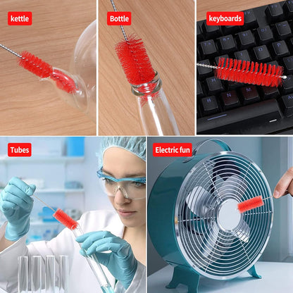CiaraQ Bottle Cleaning Brushes, 8 Inch Nylon Tube Brush Set, Cleaner for Narrow Neck Bottles Cups with Hook, Set of 10pcs