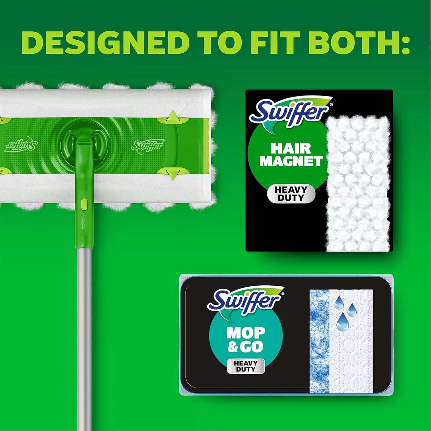 Swiffer Sweep & Mop Deluxe 2-in-1 Multi-Surface Kit for Floor Cleaning, Includes 1 Sweeper Device, 5 Dry Sweeping + 6 Wet Mopping Heavy Duty Cloths, Black