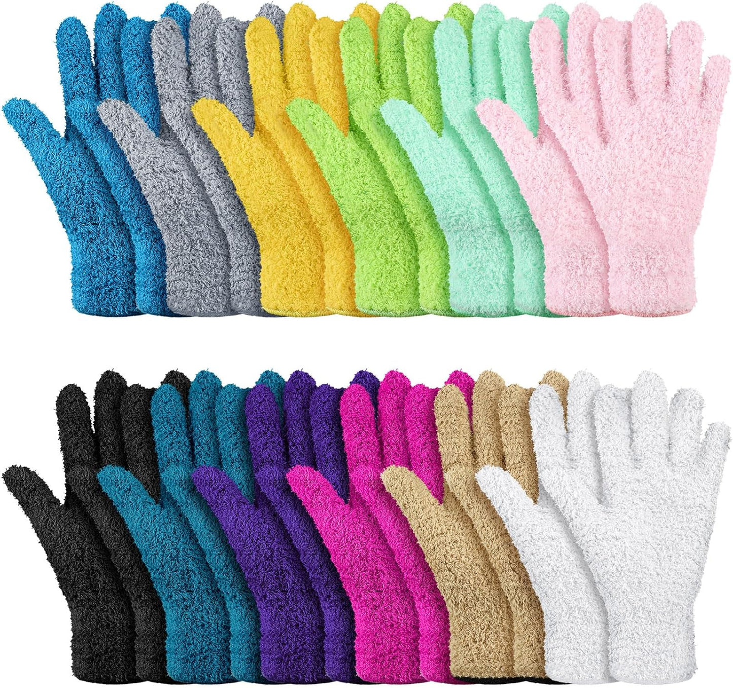 Patelai 3 Pairs Microfiber Plant Dusting Gloves Leaf Cleaning Gloves for Indoor Plants, Blinds, Furniture, House (Green Yellow,Blue,Pink,Medium)