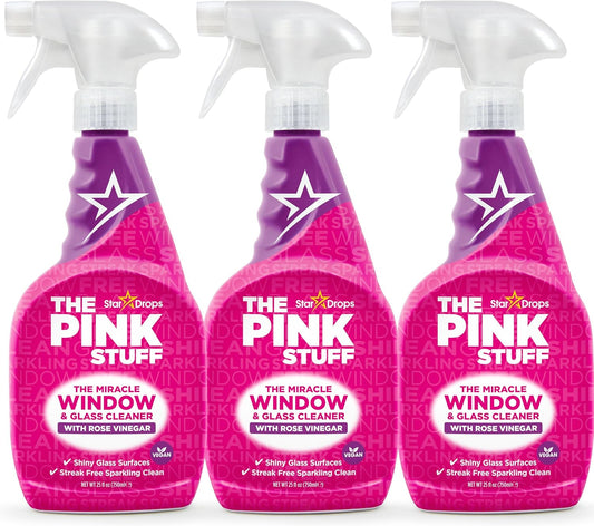 Stardrops - The Pink Stuff - The Miracle Window & Glass Cleaner with Rose Vinegar 3-Pack Bundle (3 Window & Glass Cleaner)