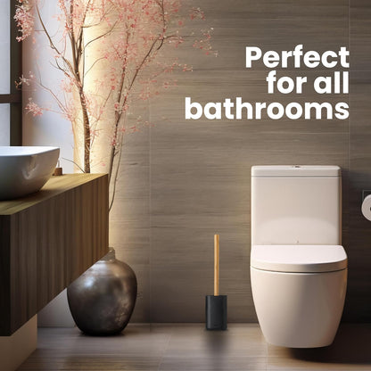 Vigar Zense Toilet Brush and Holder Set, Toilet Bowl Brush with Polyresin Stone Holder, Bathroom Sets for Bathroom Decor and Accessories, Terrazzo