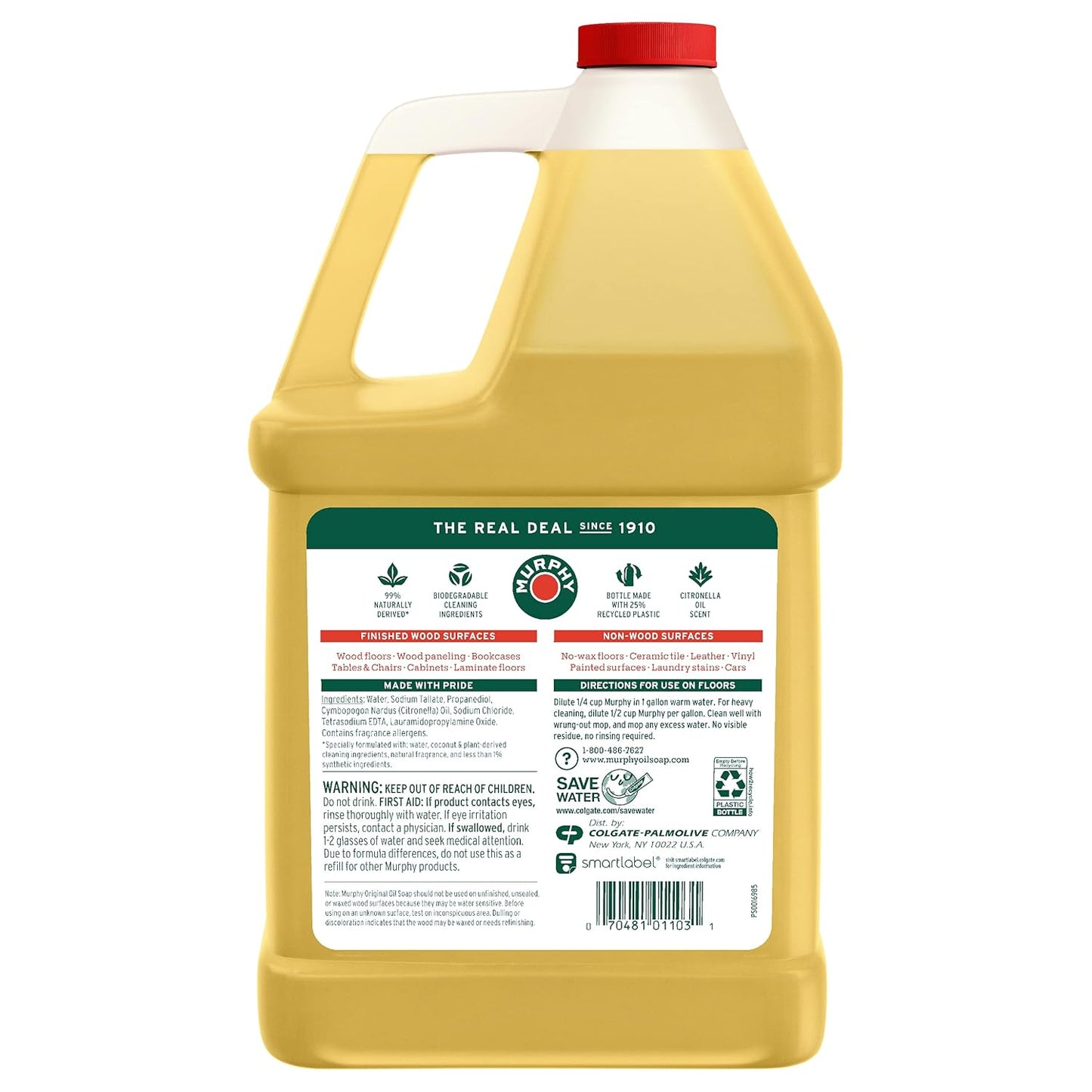 Murphy Oil Soap Concentrated Formula, Wood Cleaner, No-Rinse Floor Cleaner, Citronella Oil Scent, 32 fl oz Bottle (3 Pack)