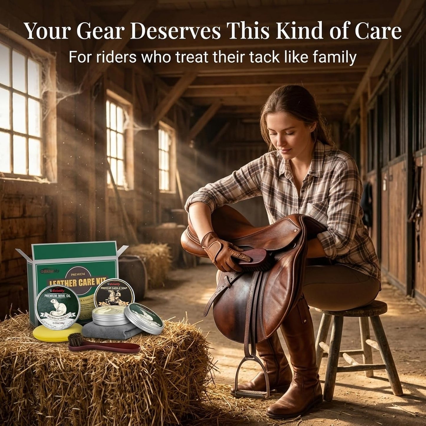 5-in-1 Leather Care Kit with Saddle Soap & Mink Oil, Leather Cleaner and Conditioner for Cowboy Boots, Jackets, Handbags, Car Interiors, Ideal Gift for Leather Lovers