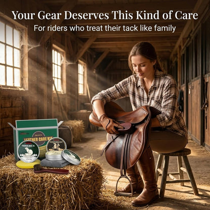 5-in-1 Leather Care Kit with Saddle Soap & Mink Oil, Leather Cleaner and Conditioner for Cowboy Boots, Jackets, Handbags, Car Interiors, Ideal Gift for Leather Lovers