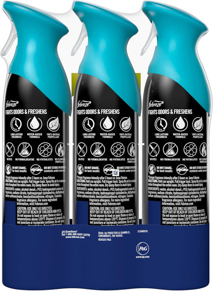 Febreze Air Mist, Air Freshener Spray, Odor Fighting Room Spray, Deodorizer for Home Bathroom Kitchen Office Apartment Dorm Room Classroom, Downy Calm Lavender & Vanilla Bean Scent, 8.1oz (Pack of 3)