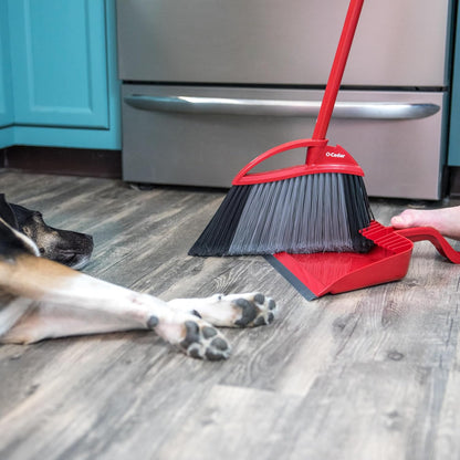 O-Cedar One Sweep Broom with Step-On Dustpan | Remove 99% with One | Lightweight Quiet Cleaning Tool | Ideal for Pet Owners