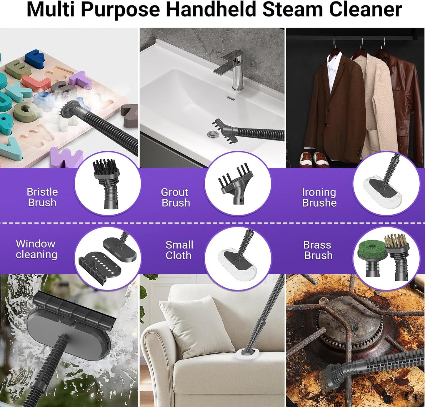 Steam Mop for Floor Cleaning, Heavy Duty All-in-One Steam Cleaner for Home with Detachable Handheld Steamer, for Hardwood, Tile, Walls, Grout, Windows, Furniture and Decks