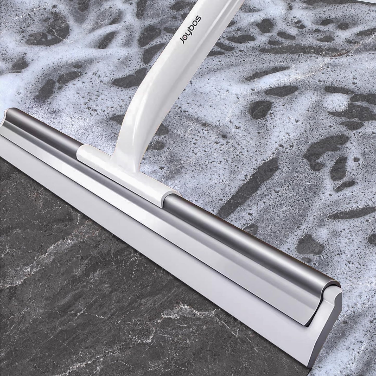 JOYBOS Rubber Floor Squeegee for Smooth Surface Concrete Floor, Tile Floor, Heavy Duty Garage Shower Floor Squeegee Broom for Removing Water, Commercial Scrubber Mop with Adjustable Long Handle (XL)