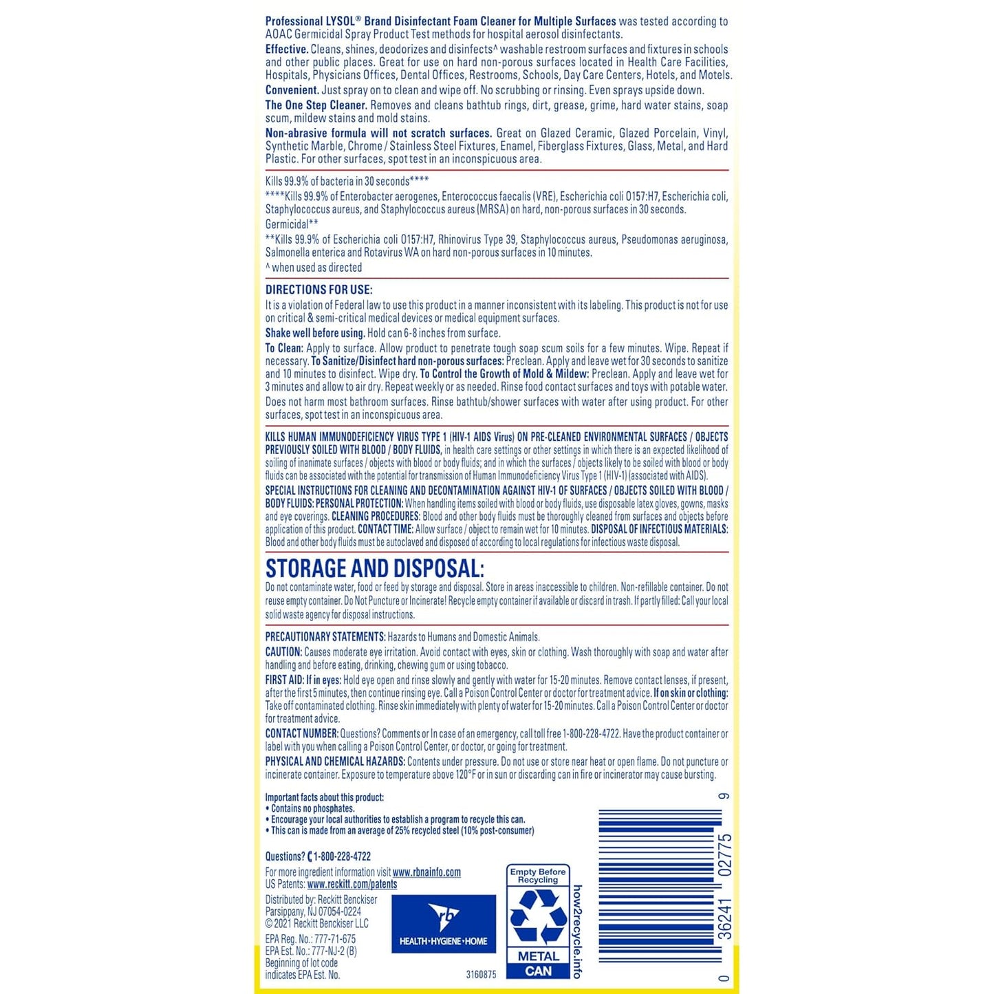 Lysol Professional Foam Cleaner for Multiple Surfaces, 24 Ounce