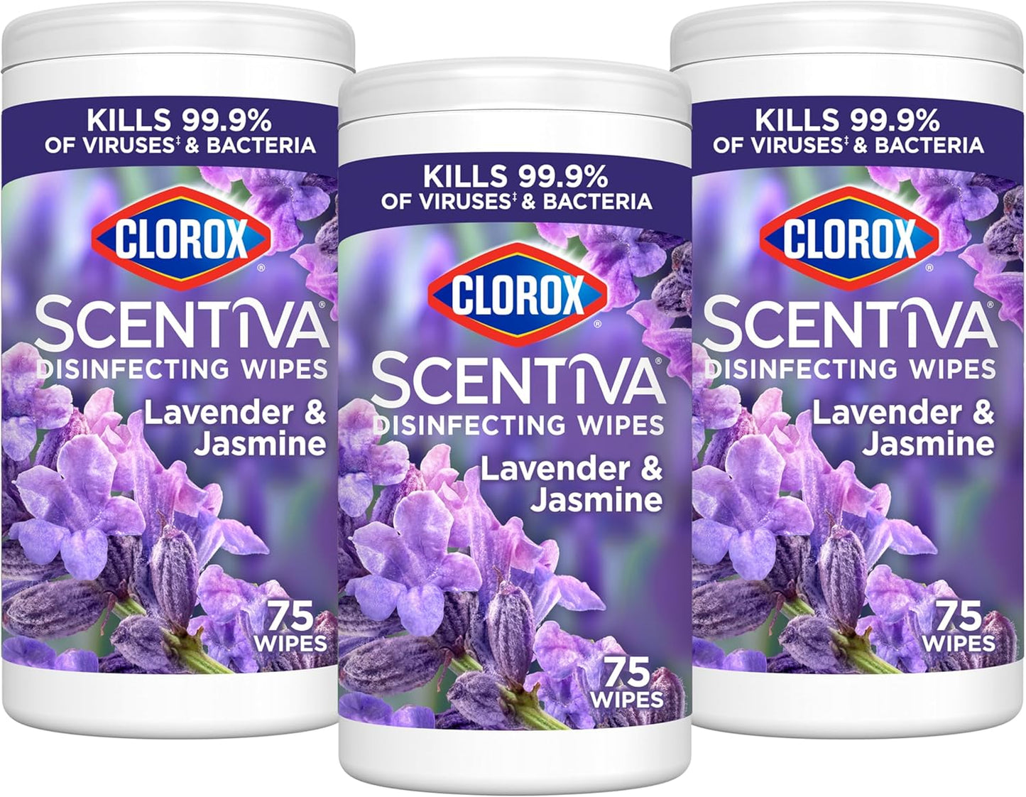 Clorox Scentiva Disinfecting Wipes, Lavender and Jasmine, Antibacterial, 75 Count
