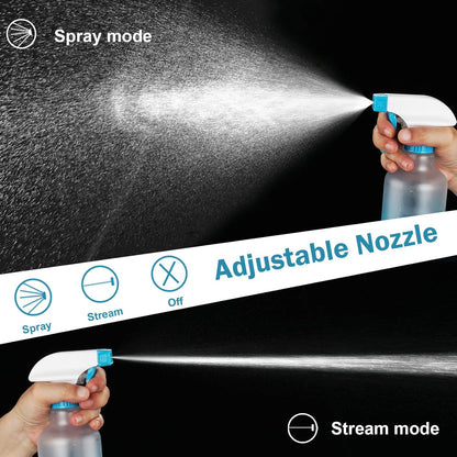 Plastic Spray Bottles Empty Spray Bottle 16.9oz/500ml 2 Pack Heavy Duty Spraying Bottles Mist/Stream Water Bottle for Cleaning Solutions, Essential Oils, Hair (Clear)