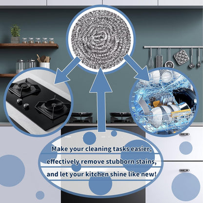 Stainless Steel Scrubber Scrubbing Scouring Pad Sponges Clean Pot Pan and Steel Wool for Kitchen Bathroom