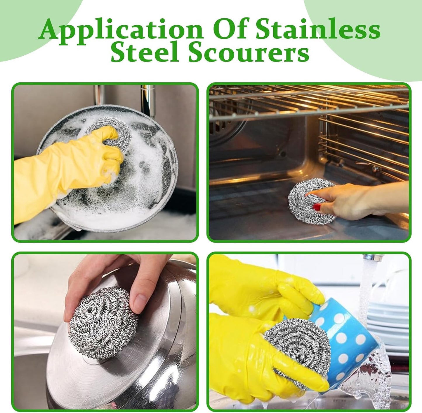 72 Pieces Stainless Steel Scrubber Bulk Steel Wool Scrubber Metal Sponge Wire Scouring Pad Heavy Duty Clean Dish Pot Pan and Oven for Kitchen, Bathrooms, and More