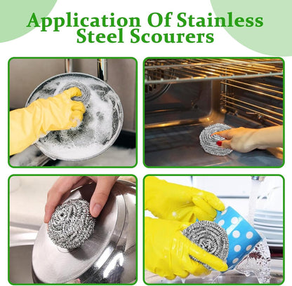 72 Pieces Stainless Steel Scrubber Bulk Steel Wool Scrubber Metal Sponge Wire Scouring Pad Heavy Duty Clean Dish Pot Pan and Oven for Kitchen, Bathrooms, and More