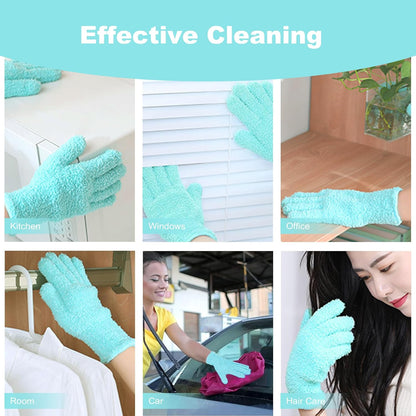 Universal Reusable Plush Microfiber Gloves for Cleaning and Dusting, Soft Dusting Gloves for Furniture, Blinds, Car Interior, and Electronics