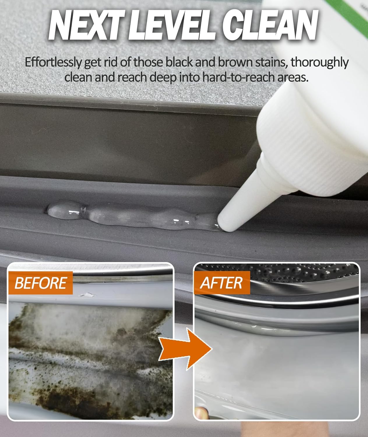 GleamGlee Home Remover Gel, Powerful Washing Machine Gasket Cleaner, Heavy Duty Cleaning Solution for Washing Machine, Refrigerator Strips, Bathroom Grout, Tiles, Sink, Shower - 5 Fl.Oz