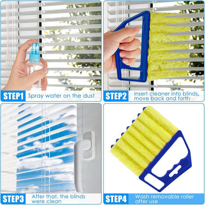 Geiserailie 1 Pcs Window Venetian Blind Cleaner Duster Tool Washable 7 Fingers Dusting Cleaner and Air Vent Shutter Brush Blinds Air Conditioner Fan Duster Dirt Housekeeping Tool (Orange)