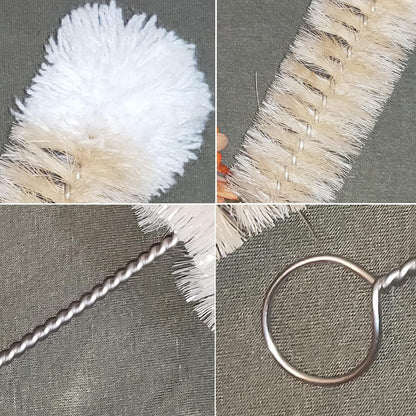 NewFerU Stainless Steel Soda Bottle Cleaning Brush Set in Natural Boar Bristle Wool Tip Long Handle, Flexible Bendable Thick Wire Cleaner for Narrow Neck Water Baby Bottles Straw Pipe Tube Flask (3)