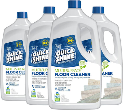 Quick Shine Multi Surface Floor Cleaner 64oz, Ready to Use-Streak Free-No Rinse, Use on Hardwood, Laminate, Luxury Vinyl Plank & Stone, Use in Spray Mops & Vac Mops, Safer Choice Cleaner