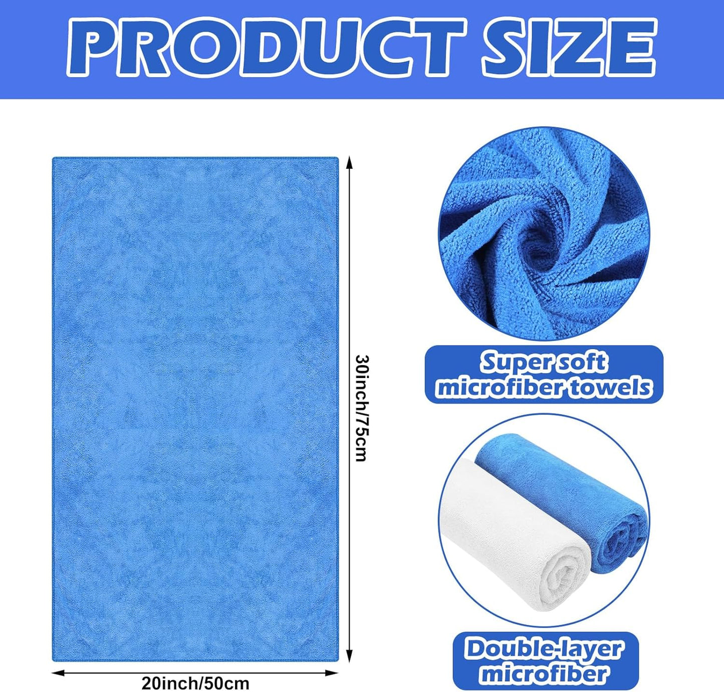SmoothNovelty 10 Pcs Extra Large Microfiber Cloth 30" x 20" Large Floor Microfiber Towel Reusable Washable Free Lint Free Cloth Rag for Squeegee Mop Floor Window Housekeeping (Bright Color)
