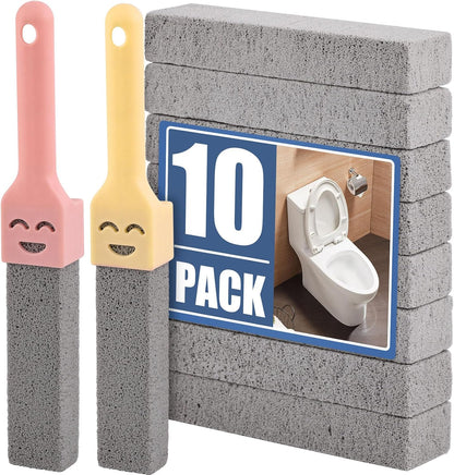 Navona 8 Pack Pumice Stone Scouring Sticks with 2 Universal Handles, Grey Pumice Stone Cleaner for Cleaning Toilets, Bathrooms, Kitchens, Spas and Pools