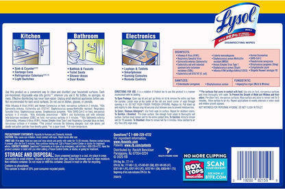 Lysol Disinfecting Wipes, Lemon & Lime Blossom, 105 Wipes (3 Packs of 35 Wipes)