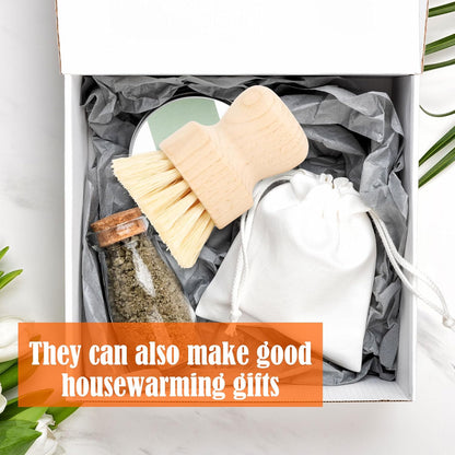 16 Pack Bamboo Dish Scrub Brushes Set Kitchen Pot Pans Cleaning Brushes Scrubber Sisal Bristles Wooden Brushes for Iron Pot Dishwashing Sink Vegetables