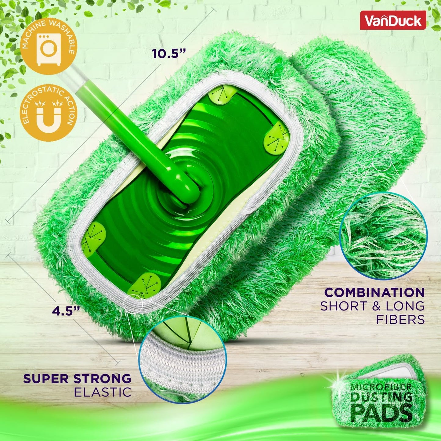 VanDuck Reusable Mop Pads Compatible with Swiffer Sweeper (4-Pack) - Washable Microfiber Mop Pads for Wet & Dry Use - All Purpose Floor Mopping and Cleaning Product