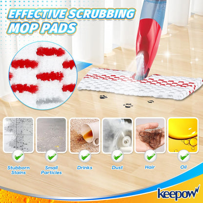 KEEPOW Mop Pads Refills Compatible with O-Cedar Promist Max Spray Mop Double-Side Washable Reusable Flip Mopping Pads Replacement for Dry Wet Floor Cleaning,5 Packs