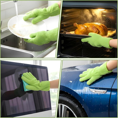 Microfiber Gloves, Dusting Gloves Microfiber Glove for Plants Mittens for houseplants Leaf Plant Care(Green)
