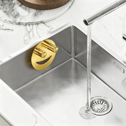 2 Pack Stainless Steel Smiley Face Dish Sponge Holder, Silver Sink Caddy Organizer Storage with Suction Cup for Kitchen, Kitchen Accessories Decor Scrubber-Silver